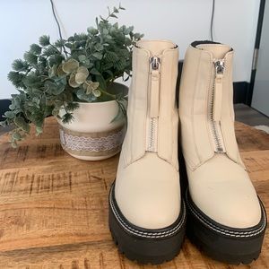 Cream colored chunky boots